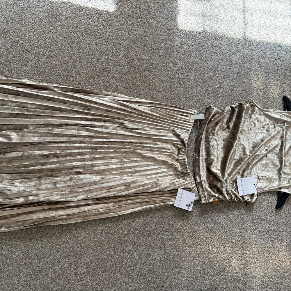 Bella Dahl Velvet Midi Set in Gold NWT - Picture 8 of 10